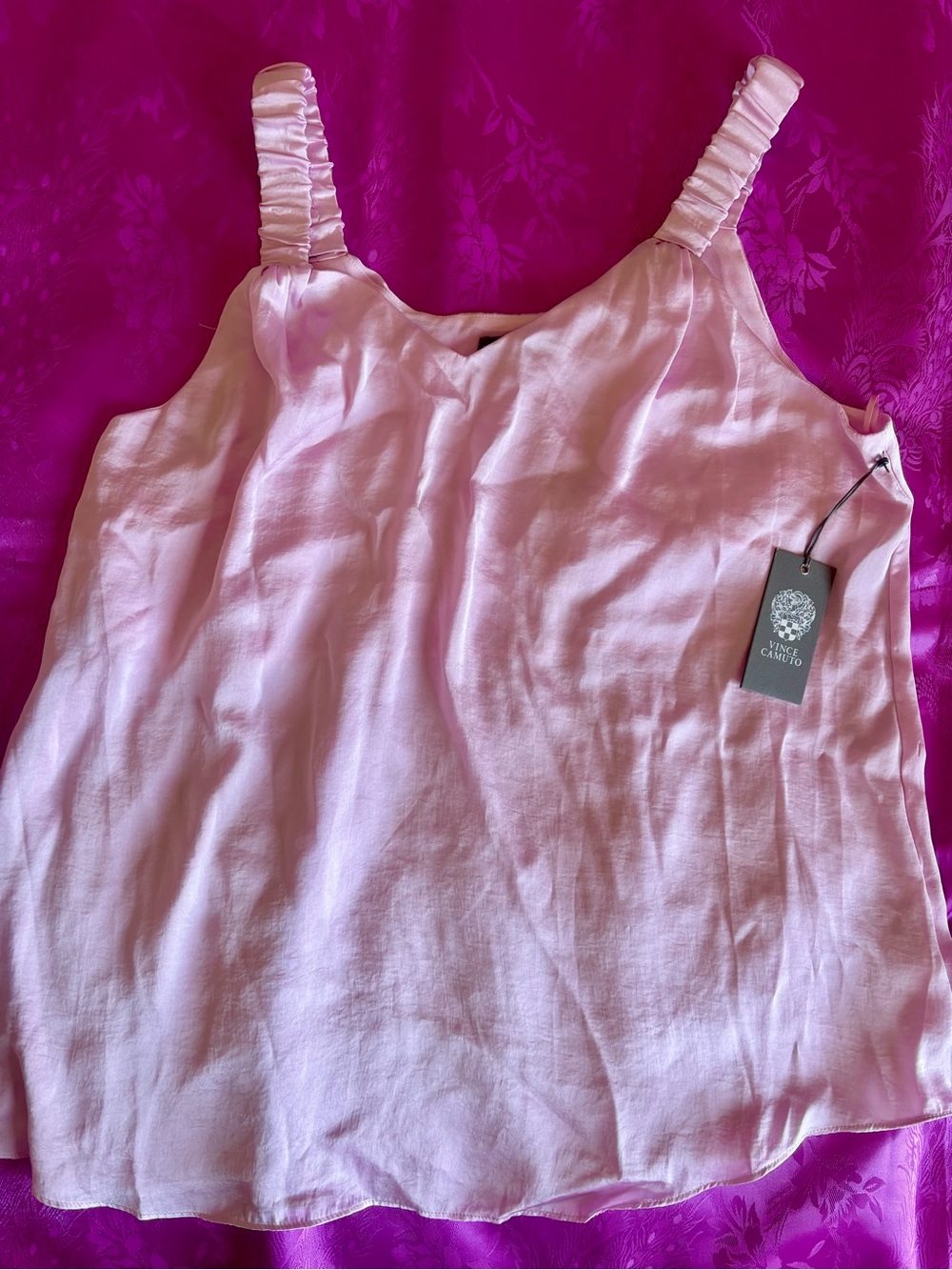 Vince Camuto Light Pink Sleeveless Linen Blend Tank